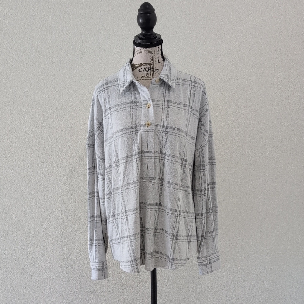 Faherty Light Gray Checkered Women's Shirt